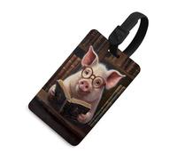 Étiquette de bagage humoristique portant des lunettes portant des lunettes de lecture