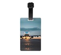 Étiquette de bagage imprimée avion dans la lumière du soir - Étiquette d'identification de valise à dos intégral pour femme et homme, étiquette d'identification de voyage en PVC