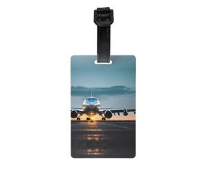 Étiquette de bagage imprimée avion dans la lumière du soir - Étiquette d'identification de valise à dos intégral pour femme et homme, étiquette d'identification de voyage en PVC