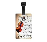 Étiquette de bagage imprimée partition de violon avec sangle amovible, section d'informations personnalisées, idée cadeau de voyage parfaite