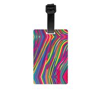 Étiquette de bagage imprimée Rainbow Lines - Étiquette d'identification de valise à dos intégral pour femme et homme, étiquette d'identification de voyage en PVC