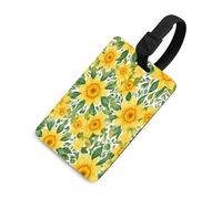 Étiquette de bagage jaune motif jonquille fleur mandala sac de voyage valise bagage étiquette nom