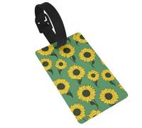 Étiquette de bagage jaune tournesols sur vert - Idéal pour les sacs à dos de voyage et de croisière