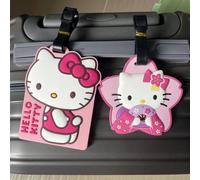 Étiquette de bagage Kawaii Hello chat Anime Sanrio Kuromi Melody, porte-étiquette d'adresse de bagage, étiquette de bagage portable pour valise, pendentif pour vacances, lune de miel, collège, sac d'é
