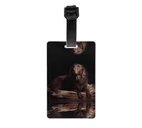 Étiquette de bagage marron avec imprimé labrador retriever avec couverture arrière intégrale - Étiquette d'identification pour valises, sacs à main et sacs à dos