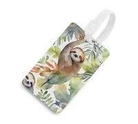 Étiquette de bagage motif paresseux aquarelle mignonne et unique pour sac de voyage, étiquette d'identification personnalisée, étiquette d'adresse, anneau rond durable, cadeau de voyage, essentiel