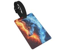 Étiquette de bagage motif tête de loup blanche et bleue - Idéal pour les sacs à dos de voyage et de croisière