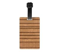 Étiquette de bagage originale en bois avec bracelet noir amovible de 17,5 cm de long pour une identification facile des bagages