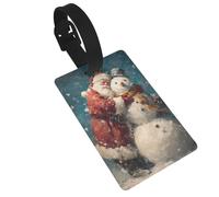Étiquette de bagage Père Noël câlin un bonhomme de neige pour valise, idéal pour sac à dos de voyage
