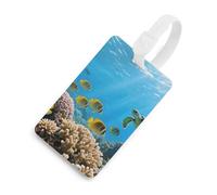 Étiquette de bagage personnalisée Coral Reef - Jolie étiquette d'identification de bagage de voyage avec sangle sécurisée - Nom et adresse - Étiquette unique pour sac à dos - Pour homme et femme