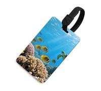 Étiquette de bagage personnalisée Coral Reef - Jolie étiquette d'identification de bagage de voyage avec sangle sécurisée - Nom et adresse - Étiquette unique pour sac à dos et sac à main pour homme et