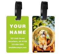 Étiquette de bagage personnalisée, étiquettes de bagage avec photo et texte personnalisés - Étiquettes de bagage personnalisées pour valises de, sacs à dos et sacs (Rectangular)