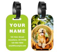 Étiquette de bagage personnalisée, étiquettes de bagage avec photo et texte personnalisés - Étiquettes de bagage personnalisées pour valises de, sacs à dos et sacs (Square Round Corner)