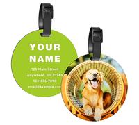 Étiquette de bagage personnalisée, étiquettes de bagage avec photo et texte personnalisés - Étiquettes de bagage personnalisées pour valises de, sacs à dos et sacs (Round)
