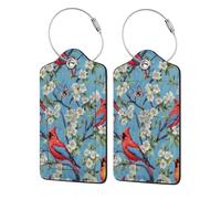 Étiquette de bagage Red Bird On The Branch, étiquette de bagage de voyage en cuir PU, étiquette de valise, boucle en acier durable, étiquettes de valise, identifiants