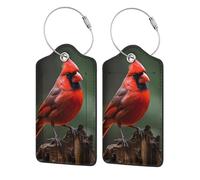 Étiquette de bagage Red Bird On The Tree, étiquette de bagage de voyage en cuir PU, étiquette de valise, boucle en acier durable, étiquettes de valise, identifiants
