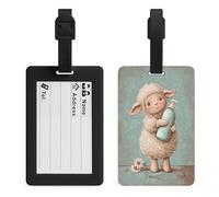 Étiquette de bagage rétro en forme d'agneau mignon pour salle de bain, sac de voyage, valise, étiquettes nominatives