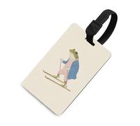 Étiquette de bagage rétro grenouille ski vintage sac de voyage valise bagages étiquettes nom