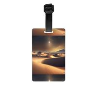 Étiquette de bagage Sahara Desert fabriquée en PVC avec une sangle amovible, parfaite pour les voyages légers et une étiquette d'identification de voyage.