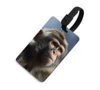 Étiquette de bagage singe mignonne et unique pour sac de voyage, étiquette d'identification personnalisée, étiquette d'adresse et anneau rond durable, cadeau de voyage, essentiel de l'aéroport, style
