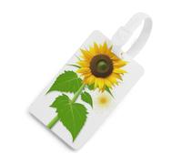 Étiquette de bagage tournesol et mauvaises herbes - En TPU - Personnalisable - Avec cordon noir - Pour valise, sac à dos, boîte à outils, blanc, taille unique