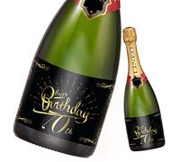Étiquette de bouteille d'anniversaire 2 pièces; Étiquette Joyeux Anniversaire pour bouteilles de champagne et de vin, autocollante; Cadeau d'anniversaire pour homme et femme (70e anniversaire)