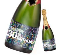 Étiquette de bouteille d'anniversaire 2 pièces; Étiquette Joyeux Anniversaire pour bouteilles de champagne et de vin, autocollante; Cadeau d'anniversaire pour homme et femme (30e anniversaire)