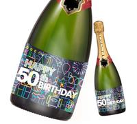 Étiquette de bouteille d'anniversaire 2 pièces; Étiquette Joyeux Anniversaire pour bouteilles de champagne et de vin, autocollante; Cadeau d'anniversaire pour homme et femme (50e anniversaire)