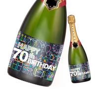 Étiquette de bouteille d'anniversaire 2 pièces; Étiquette Joyeux Anniversaire pour bouteilles de champagne et de vin, autocollante; Cadeau d'anniversaire pour homme et femme (70e anniversaire)
