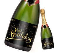 Étiquette de bouteille d'anniversaire 2 pièces; Étiquette Joyeux Anniversaire pour bouteilles de champagne et de vin, autocollante; Cadeau d'anniversaire pour homme et femme (Happy Birthday)