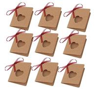 Étiquette De Carte 50pcs Tag Cadeau De Cadeau Vierge Kraft Papier De Salutation avec Corde Rouge en Forme De Coeur en Forme De Coeur pour Décoration d'anniversaire De Mariage