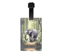 Étiquette de confidentialité pour sac de golf - Éléphant marchant - Porte-documents amovible (8,4 x 5,3 cm) - Sac d'école pour enfants, étiquette de sac de sport, étiquette de bagage de voyage