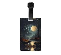 Étiquette de confidentialité pour sac de golf Moon Stars and Planets - Porte-documents amovible (8,4 x 5,3 cm), sac d'école pour enfants, étiquette de sac de sport, étiquette de bagage de voyage