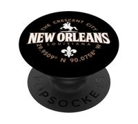 Étiquette de coordonnées New Orleans Louisiana The Crescent City PopSockets PopGrip Adhésif
