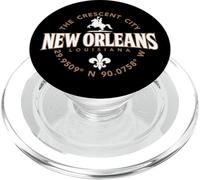 Étiquette de coordonnées New Orleans Louisiana The Crescent City PopSockets PopGrip pour MagSafe