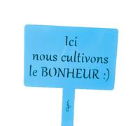 Étiquette de jardin à planter avec citation - bleu turquoise