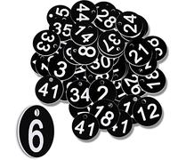 Étiquette de Numéro Noire 1-50 Jetons Numérotés en Plastique Numéro de Table en Plastique Étiquette Numérotée Porte-Clés avec Étiquette de Clé pour ID Vestiaire Bagage Sac Casier Dortoir