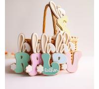 Étiquette de panier de Pâques personnalisée, étiquettes de nom de panier de dégustation, étiquettes de cadeau de lettre de lapin pour enfants garçons filles