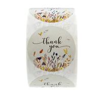 Étiquette de Remerciement Adhésive en Rouleau Ambiance Noël | Matière Composite, Application Rapide, Adhère à Plupart des Surfaces, Motif Merci, pour Boutiques et Petites Entreprises