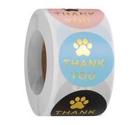Étiquette de remerciement ronde à pois autocollants pour chien patte sac boîte de cartes de vœux décoration
