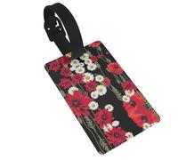 Étiquette de sac à bagages en PVC imperméable avec bracelet pour une identification facile des bagages avec fleur rouge et marguerite blanche