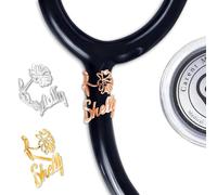 Étiquette de stéthoscope personnalisée Étiquette nominative gravée pour stéthoscope Accessoires de stéthoscope pour médecins, infirmières et vétérinaires (Style fleur préservée)
