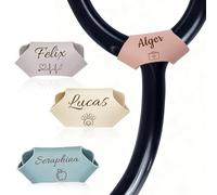 Étiquette de stéthoscope personnalisée Étiquette nominative gravée pour stéthoscope Accessoires de stéthoscope pour médecins, infirmières et vétérinaires (Style cuir)