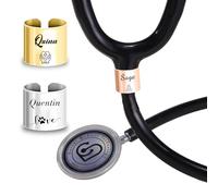 Étiquette de stéthoscope personnalisée Étiquette nominative gravée pour stéthoscope Accessoires de stéthoscope pour médecins, infirmières et vétérinaires (Style tube d'acier)