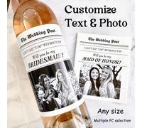 Étiquette de vin personnalisée, étiquette de vin photo noir et blanc imperméable, étiquette de vin de demande de demoiselle d'honneur, étiquette de vin de demande de demoiselle d'honneur, boîte-cadeau