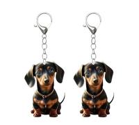 Étiquette de Voiture pour Chiens à Longues Oreilles - 2 Pièces Acrylique Mignonnes, Porte-Clés Teckel, Cadeaux