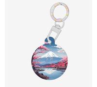 Étiquette d'identification en acrylique avec impression paysage du Japon Mount Fuji pour animaux de compagnie, pendentif épais pour animal de compagnie, vacances pour les amoureux des animaux, cadeau