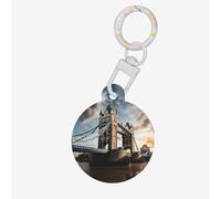 Étiquette d'identification historique en acrylique avec impression pont de Londres pour animaux de compagnie, pendentif épais pour animal de compagnie, vacances pour les amoureux des animaux, cadeau