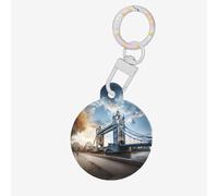 Étiquette d'identification historique en acrylique avec impression pont de Londres pour animaux de compagnie, pendentif épais pour animal de compagnie, vacances pour les amoureux des animaux, cadeau