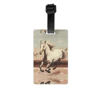 Étiquette d'intimité pour sac de golf Cheval blanc cabré, mallette amovible (8,4 x 5,3 cm), sac d'école pour enfants, étiquette de sac de sport, étiquette de bagage de voyage